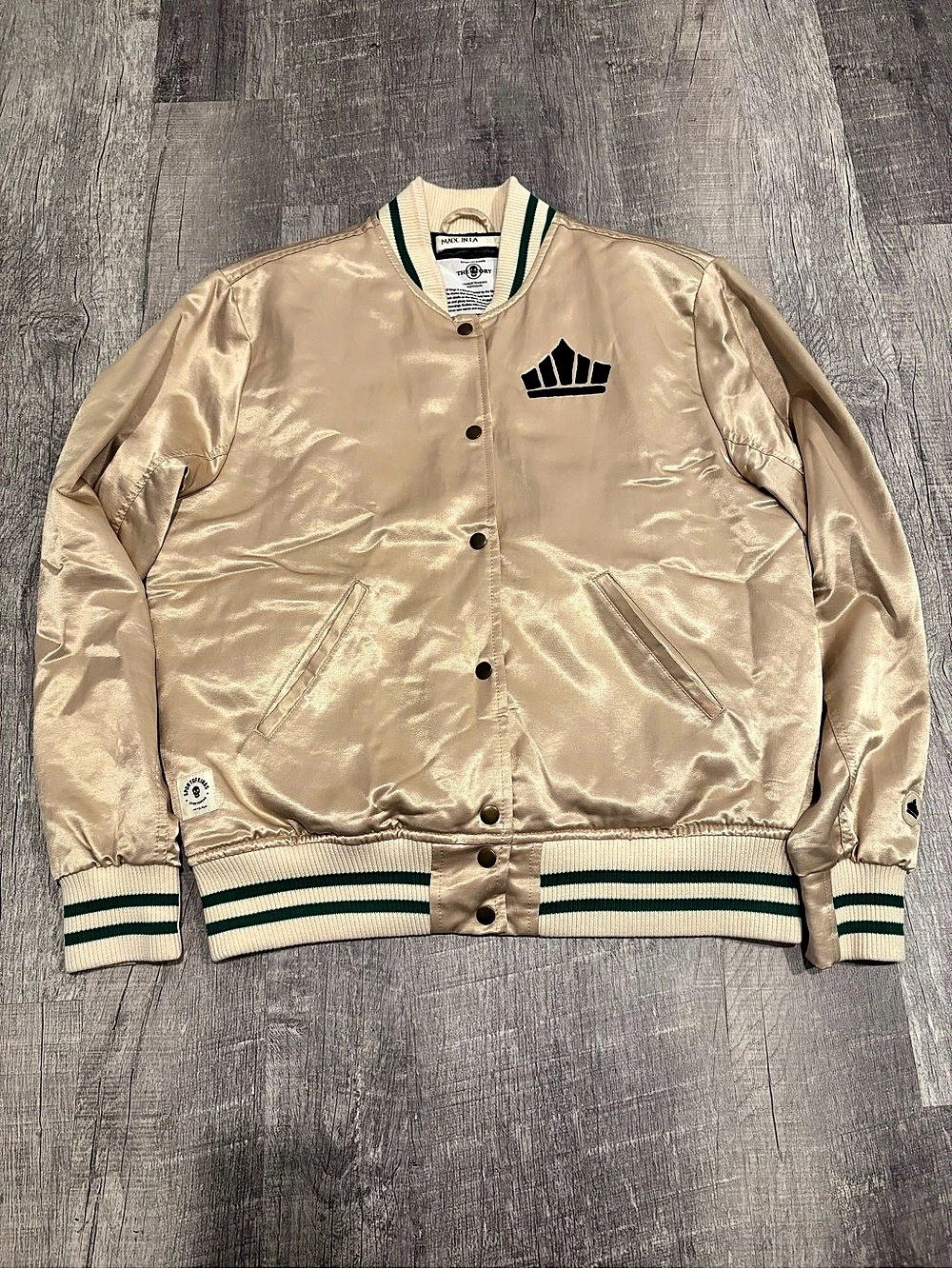 Sport of Kings Peoples Champ Cream Satin Bomber Varsity Jacket XL USA